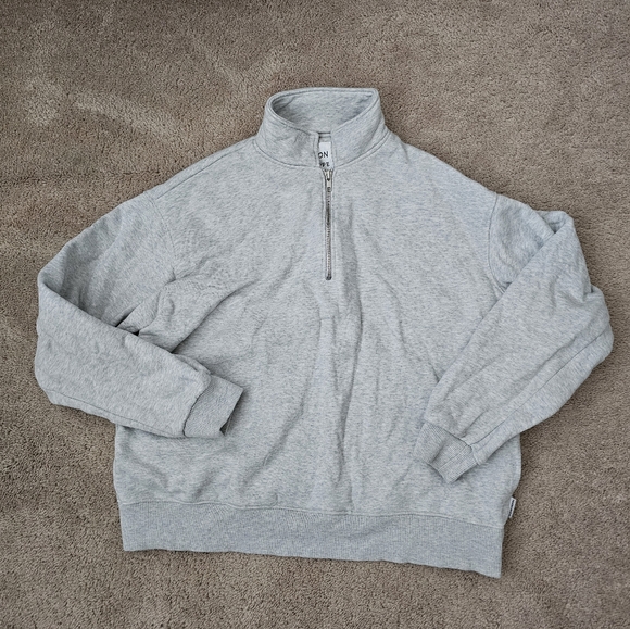 Le Bon Shoppe Noah Zip Henley Sweatshirt Heather Grey Small - Picture 2 of 5
